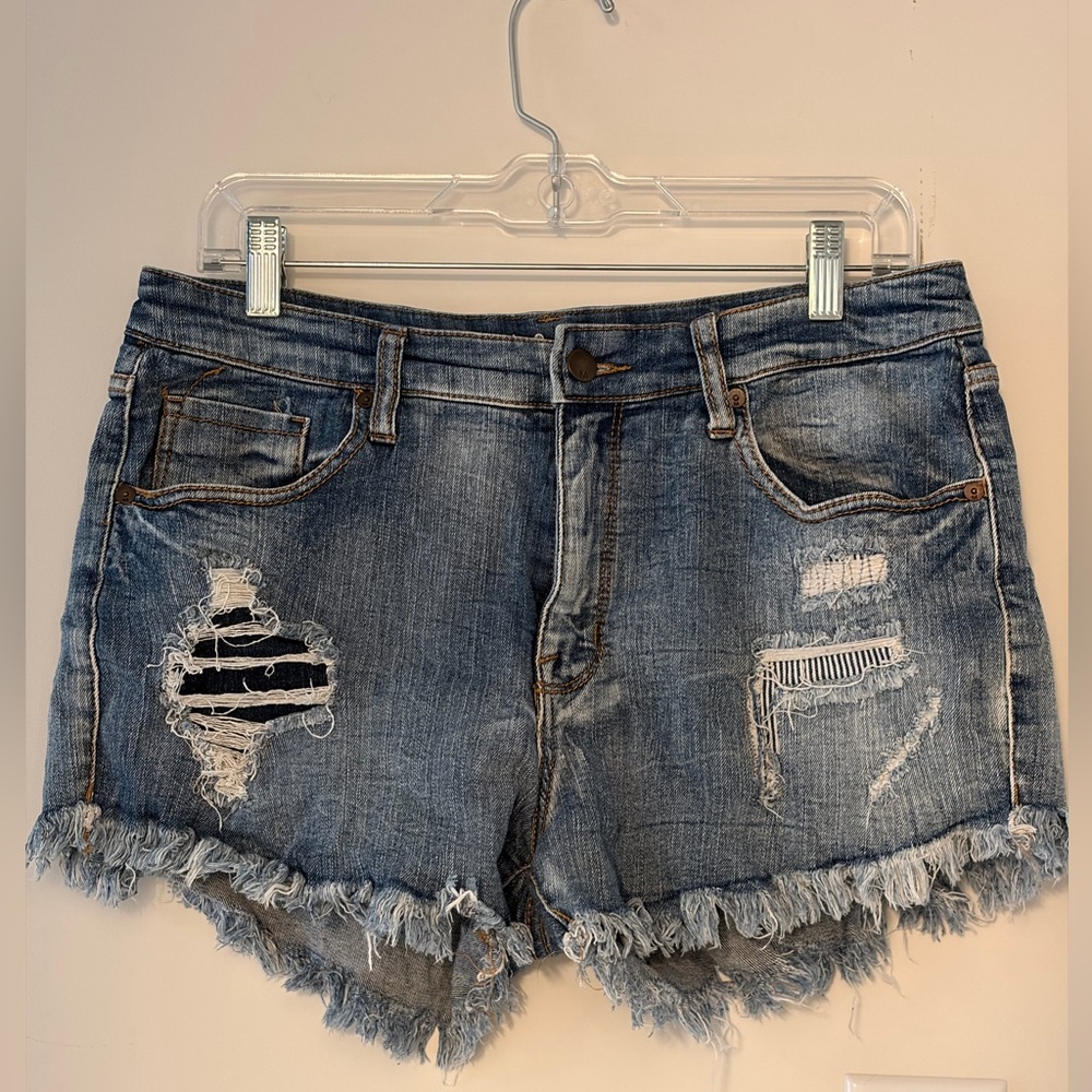 Distressed Blue Denim Shorts